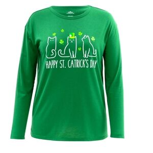 New Green Cat St. Patrick's Women's Graphic Long Sleeve T-Shirt - Size SM, L